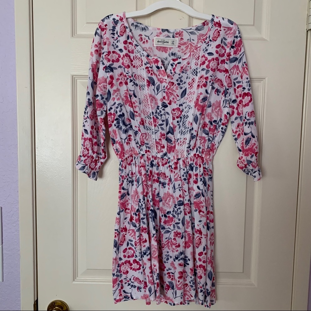 Abercrombie Kids 3/4 Sleeve Floral Dress Girls L